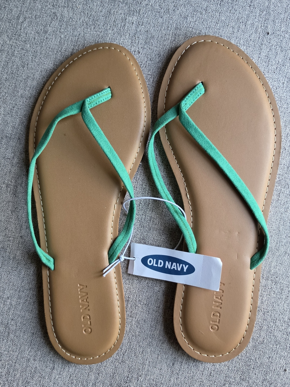 Old Navy Women's Green Strap Tan Flip Flop Sandals